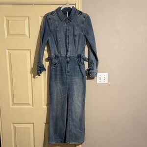 Free People Denim Long Sleeve Jumpsuit Size 6